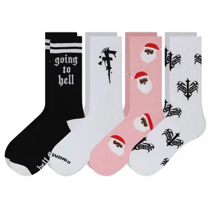 Concevez votre propre logo Crew chaussette athlétique personnalisé respirant tricot coton Sport Sox chaussette de gymnastique unisexe avec logo personnalisé