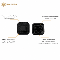 Kancing Tekan Kotak Mewah HONMEO dari Paduan Seng Hitam dengan Area Logo OEM Berbintik Timbul untuk Kancing Logam Thobe Abaya