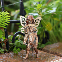 Prêt à expédier : Statue de fée gardienne en résine, Sœur et frère, style antique, décoration fantaisie pour la maison et le jardin