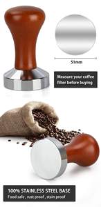 Pressino per Caffè Serie Classica 90x51mm con Manico in Legno Massello e Base in Acciaio Inox, Strumento Premium per Barista 51mm 53mm 58mm - Product Image 2