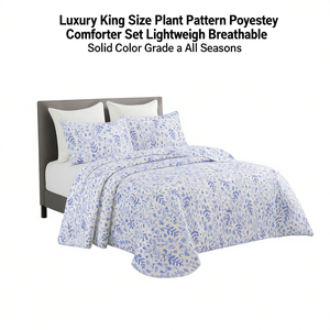 Set Copripiumino di Lusso King Size con Motivo Floreale in Poliestere, Leggero e Traspirante, Tinta Unita, Grado A, Per Tutte le Stagioni - Product Image 1