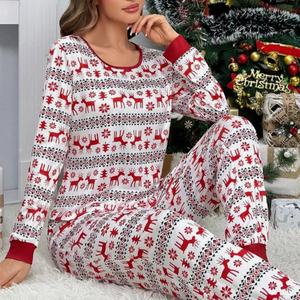 Nueva Llegada, Pijamas de Mujer de Alta Calidad, Diseño Personalizado con Impresión Digital, 100% Algodón, Pijamas Navideños para Fiesta - Product Image 3