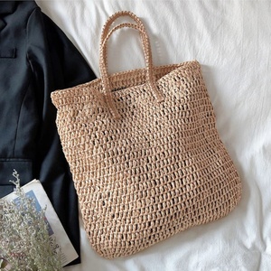 Bolso de mano de paja tejido a mano, gran capacidad, bolso de hombro de rafia para playa, bolso de verano ecológico, cesta de compras vintage estilo bohemio para viaje - Product Image 4
