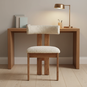 P0071 Sedia da Pranzo <span class=keywords><strong>in</strong></span> Stile Nordico Moderno Minimalista con Telaio <span class=keywords><strong>in</strong></span> <span class=keywords><strong>Legno</strong></span> <span class=keywords><strong>Massello</strong></span>, Schienale Imbottito e Supporto a Doppia Colonna - Product Image 1