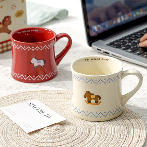 Tasses à café en céramique pour couple, motif cheval mignon, style simple, pour le <span class=keywords><strong>petit</strong></span>-<span class=keywords><strong>déjeuner</strong></span> au bureau - Product Image 3
