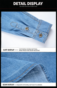 <span class=keywords><strong>Chemise</strong></span> en <span class=keywords><strong>jean</strong></span> décontractée pour <span class=keywords><strong>homme</strong></span>, coupe ajustée, col boutonné, manches longues, respirante, en coton, pour l'automne - Product Image 3