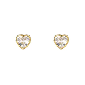 Wholesale Fashion Love Heart Earrings Sterling Silver Gold Plated Zirconia Heart Shaped Stud Earrings Jewelry
