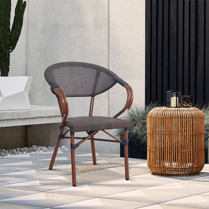 Ensemble de salle à manger bistro moderne en or pour l'extérieur chaise de patio en <span class=keywords><strong>bambou</strong></span> avec <span class=keywords><strong>balcon</strong></span> horeca en métal pour restaurants cafés et halls - Product Image 2