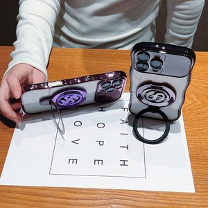 Di lusso placcatura trasparente TPU denaro rotante cavalletto posteriore custodia per <span class=keywords><strong>iPhone</strong></span> 16 15 14 13 12 <span class=keywords><strong>11</strong></span> <span class=keywords><strong>Pro</strong></span> Max copertura di protezione per obiettivo della <span class=keywords><strong>fotocamera</strong></span> - Product Image 6