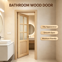 Solid Pine Wood Interior Glass Door Unfinished Timber Room Door for Bedroom Home Renovation