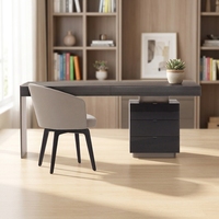 Bureau de direction moderne extensible en acier inoxydable et bois, style minimaliste italien, avec tiroir, pour usage intérieur