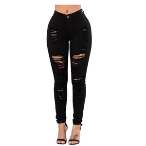 Pantalon en jean skinny déchiré sexy pour femme, coupe longue, grande élasticité, coloré - Product Image 1