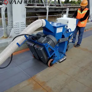 Floor shot blasting machine efficiently cleans marking lines/airport rubber pavement
