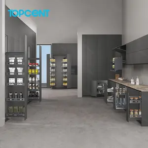 Topcent acciaio cromato futuristico sistema di cremagliera da cucina Soft Close organizer per cassetto estrae cestello