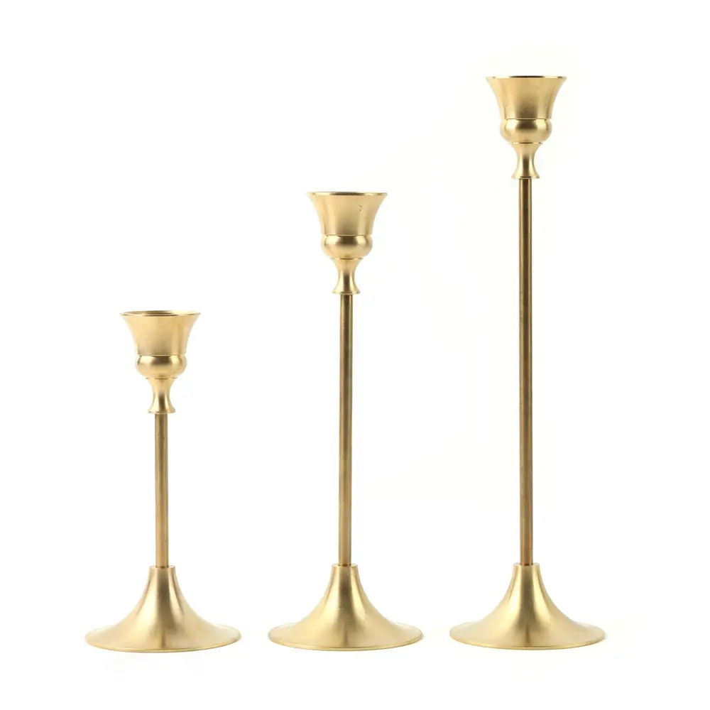 Maxery-Soporte de vela de latón dorado, nuevo diseño, Pilar decorativo, para Navidad