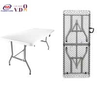 Tables pliantes en plastique confortables pour les fêtes en plein air, tables rectangulaires pliantes longues pour l'extérieur