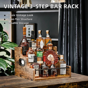 Étagère de présentation en bois pour comptoir à 3 niveaux, pour vin, café, sirop, support de rangement multifonctionnel pour whisky et spiritueux - Product Image 2