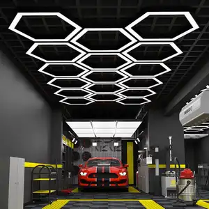 Lampu Led heksagonal mobil sarang lebah kustom, lampu kerja garasi LED pertunjukan otomatis komersial