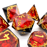 Superbe jeu de dés RPG polyédriques géode rouge, dés DND uniques en résine faits à la main pour donjons et dragons, jeux de société et Role-G3