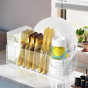 Boîte <span class=keywords><strong>de</strong></span> rangement en acrylique pour assiettes, tasses, serviettes, collations et couverts, idéale pour les réunions <span class=keywords><strong>de</strong></span> famille - Product Image 2