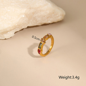 Set di Gioielli da <span class=keywords><strong>Donna</strong></span> in Acciaio Inossidabile 18KGP con Collana, Orecchini e Anello Geometrici Colorati con Zirconi Cubici - Vendita all'Ingrosso - Product Image 2