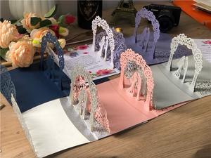 Cartes d'invitation de mariage personnalisées découpées au laser 3D en papier écologique avec ruban fait main et enveloppes pour la fête des mères - Product Image 6