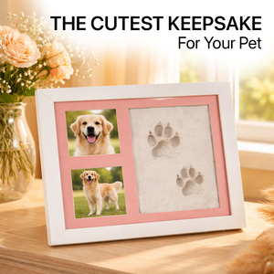 Kit de cadre souvenir personnalisé pour empreintes de pattes d'animaux avec cadre photo pour empreintes de pattes de chien en argile non toxique avec passe-partout en 3 couleurs - Product Image 4