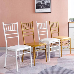 Chaises de banquet pour événements, mariages, dîners, fêtes en plein air, chaises en fer blanc doré - Product Image 1