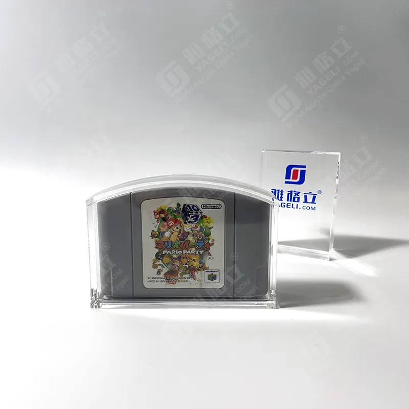 Hochwertige kristall klare, hoch UV-beständige Acryl-N64-Videospielkassetten-Vitrine mit Schiebe deckel