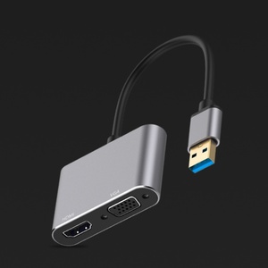 <span class=keywords><strong>สาย</strong></span>แปลงอะแดปเตอร์ 2 in 1 USB 3.0 เป็น 4k HDTV VGA หญิง แบบสองช่องสัญญาณ - Product Image 3