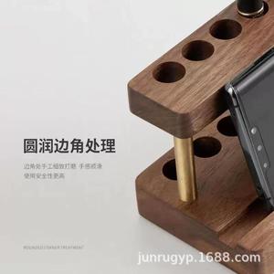 Wooden Pen Holder Display <b>Stand</b> Square Shape Multi Functional Desk Organizer <b>For</b> Pens And <b>Tablets</b> - Product Image 3