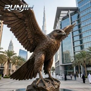 <strong>Large</strong> Wingspan Majestic UAE National Bird Landscape Park <strong>Street</strong> Decoration High <strong>Quality</strong> Cast Metal Bronze Falcon Bird Statue - Product Image 1