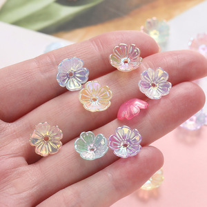 Accesorios de Uñas Acrílicos con Diseño de Flor de Sirena, 11mm, Parte Posterior Plana, Brillantes, Materiales para Joyería DIY, para Uñas, Horquillas y Pendientes - Product Image 4