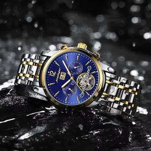 Drioshipping Montre mécanique automatique de luxe pour hommes avec fonction lumineuse Montre-bracelet calendrier étanche Logo personnalisable - Product Image 2