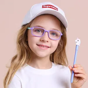 Manufacturer Supplier Acrylic AC Lens Rectangle Frame Children's Anti-blue Eyeglasses
