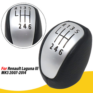 Renault Laguna 3 Mk3 Gear <b>Shift</b> <b>Knob</b> 6 Speed Leather Ergonomic Car Accessory - Product Image 1