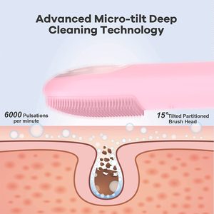 Nouvelle brosse nettoyante faciale sonique, étanche IPX7, en silicone, massage chaud/froid, électrique, pour le visage et le corps, traitement de l'acné du nez - Product Image 5