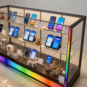 Vitrina para Maniquíes con Cristal Templado Personalizado e Iluminación LED de Color en la Base, Exhibidor de Productos para Tiendas de Cigarrillos - Product Image 4