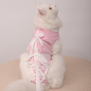 Gilet de récupération post-opératoire rose respirant anti-léchage pour chats femelles après stérilisation - Product Image 2