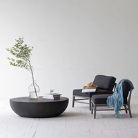 Table basse ronde noire minimaliste scandinave moderne en béton