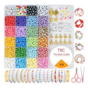 Bohemian Style DIY <b>Polymer</b> Clay Bead Set 26 Grid Bracelet Making Kit With Letters Numbers Smileys And Charms - Product Image 3