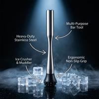 Outils de bar professionnels, mélangeur de boissons DIY, pilon à cocktail en acier inoxydable avec long manche pour bar à domicile, accessoires de barman
