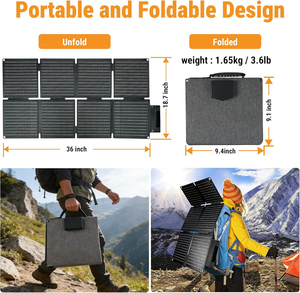 60W ETFE Portable <b>Solar</b> <b>Panel</b> IP67 Waterproof Multi Port <b>Solar</b> Charger Dual USB-A QC3.0 60W USB-C DC Output for Camping Hiking - Product Image 5
