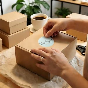 Wholesale 1.5 Inch Round Thank You Stickers Roll 1000 Pcs Morandi <b>Waterproof</b> Custom Logo Small Business Gift Packaging <b>Labels</b> - Product Image 3