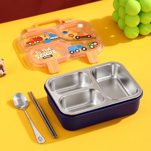 กระเป๋าถือพิมพ์ลาย 3 มิติ กล่องข้าวสแตนเลส 3 ช่อง (700 มล.) พร้อมภาชนะใส่อาหารเด็กแบบซิลิโคนกันรั่วแยกชิ้น - Product Image 5