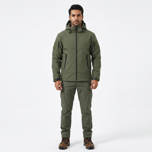 Men's Factory-Made Bonded Canvas Softshell <b>Jackets</b> High Street <b>Waterproof</b> Windproof Stand Collar Hooded Polyester Autumn Season - Product Image 1
