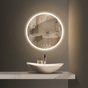 Modern Round LED Smart Mirror with Touch Switch Dimmable <strong>Lighting</strong> 5mm Copper-free Mirror for Hotel CRI 90+ Bath Mirrors Smart - Product Image 1