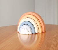 Prix bas Jouet éducatif empilable arc-en-ciel pour enfants Tour de blocs empilables arc-en-ciel en bois pour bébé