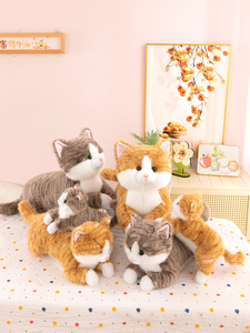 Jouet en peluche chat mignon simulé, oreiller en peluche doux, jouet en peluche chat rayé mignon, jouet en peluche chat simulé, cadeau pour enfants - Product Image 4