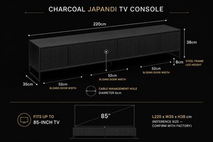 <span class=keywords><strong>Mobile</strong></span> TV Sospeso in Rovere Affumicato, Consolle Modulare Scanalata, Fornitore OEM di Mobili Japandi - Product Image 4